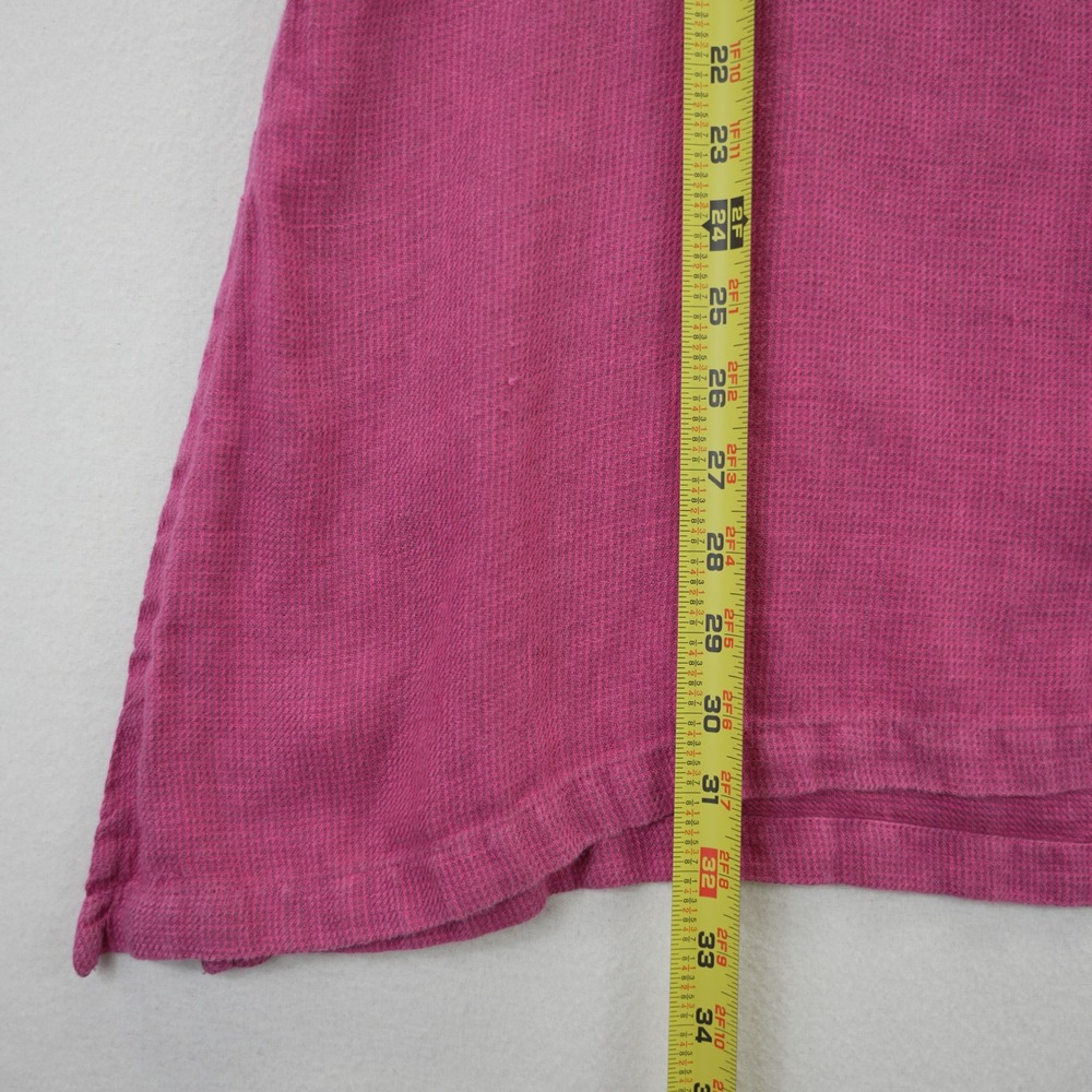 Bryn Walker Pink Linen Tunic Top Waffle Weave Elbow Sleeve Size S Lagenlook - Picture 3 of 10